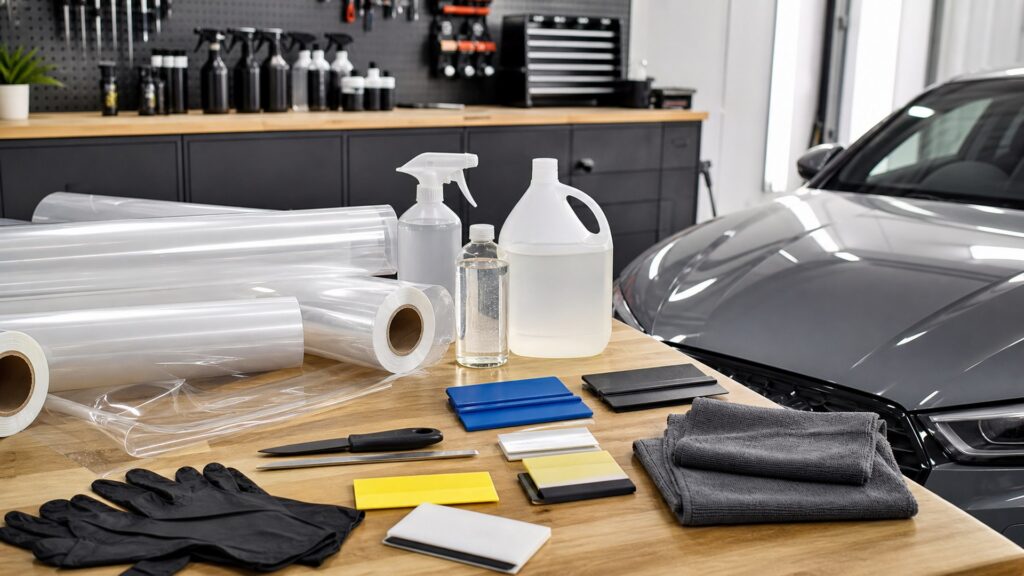 paint protection film kits shopping setup for garage detailing setups with practical vehicle-focused details