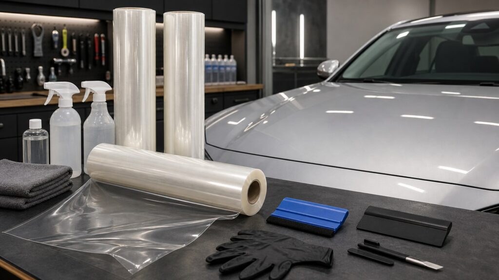 paint protection film kits shopping setup for interior restoration projects with practical vehicle-focused details