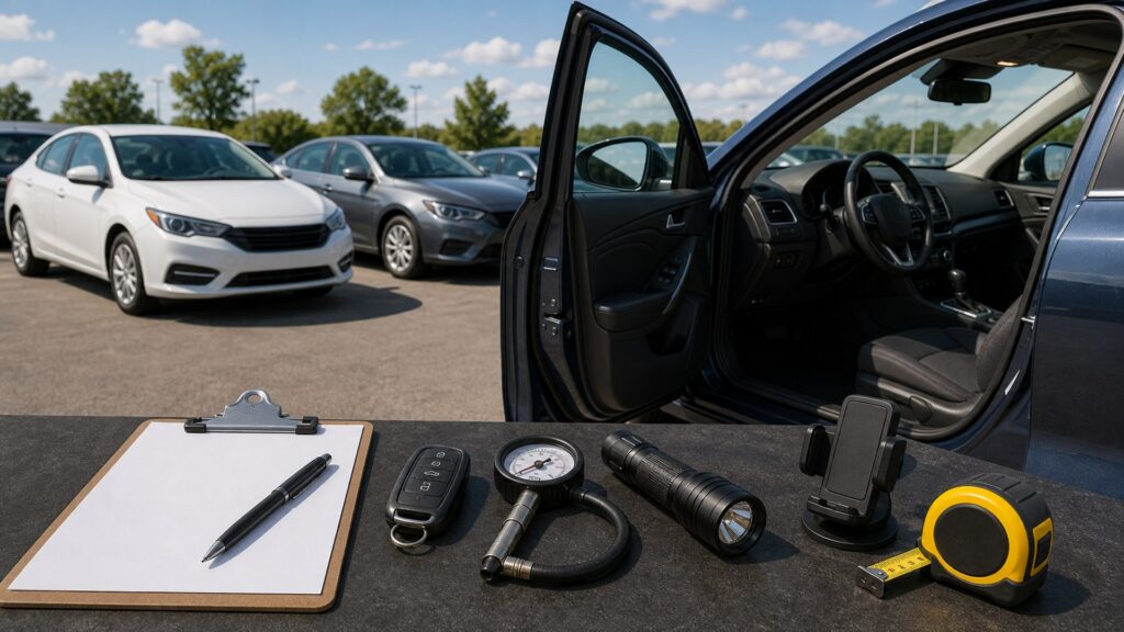 passenger cars shopping setup for test drive priorities with practical vehicle-focused details
