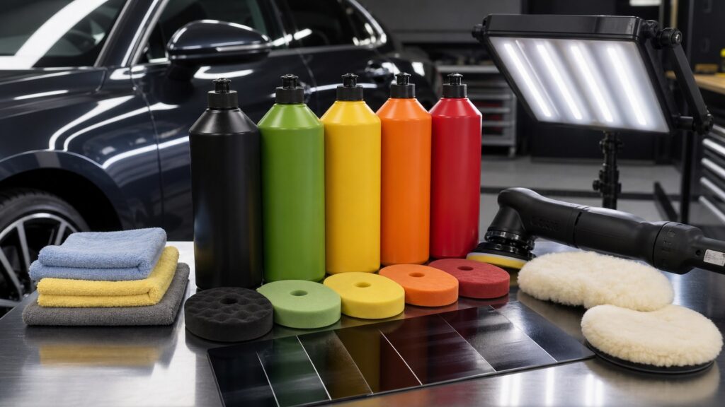 polishing compounds shopping setup for exterior correction projects with practical vehicle-focused details