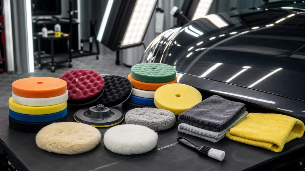 polishing pads shopping setup for exterior correction projects with practical vehicle-focused details