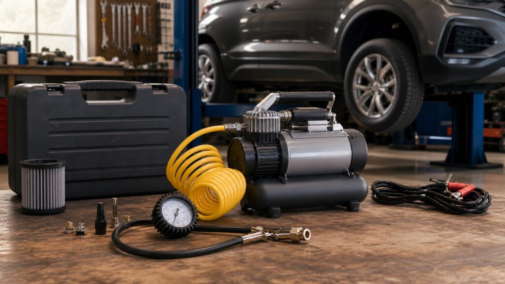 portable air compressors shopping setup for tire maintenance tools maintenance planning with practical vehicle-focused details