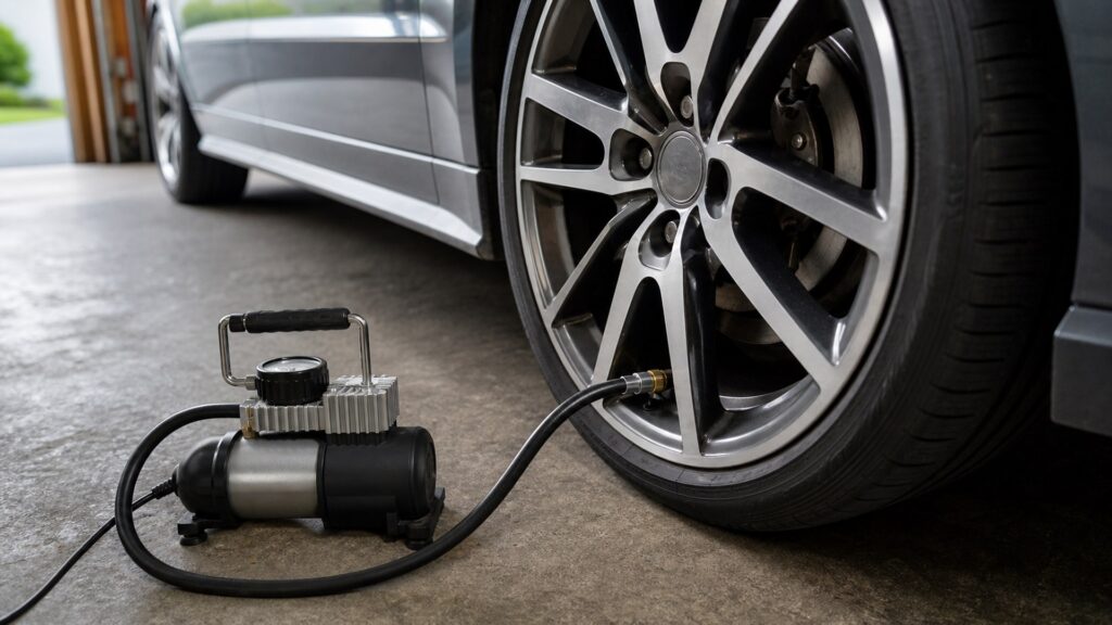 portable air compressors shopping setup for wheel size and clearance checks with practical vehicle-focused details
