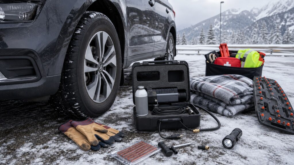 portable tire sealant systems shopping setup for winter travel kits with practical vehicle-focused details