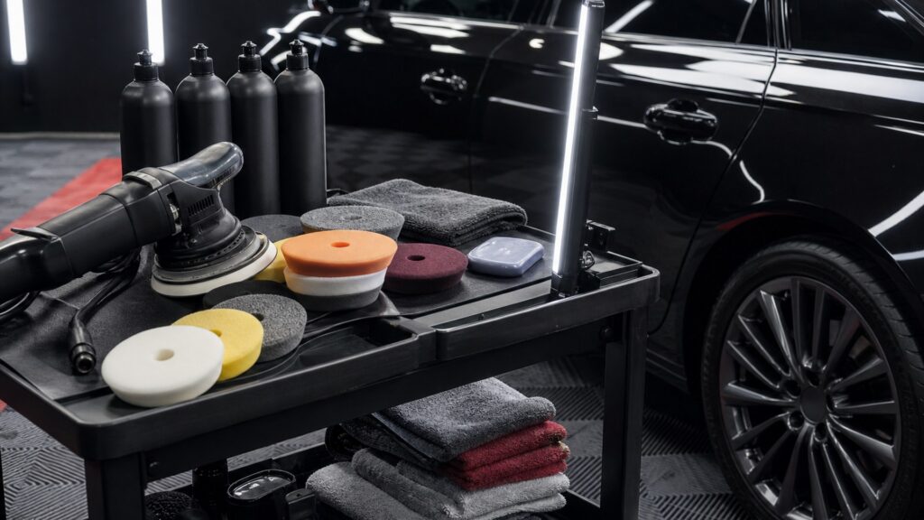 professional detailing kits shopping setup for exterior correction projects with practical vehicle-focused details