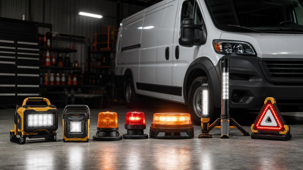 rechargeable safety lights shopping setup for commercial vehicle readiness with practical vehicle-focused details