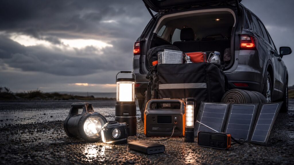 rechargeable safety lights shopping setup for disaster and evacuation planning with practical vehicle-focused details