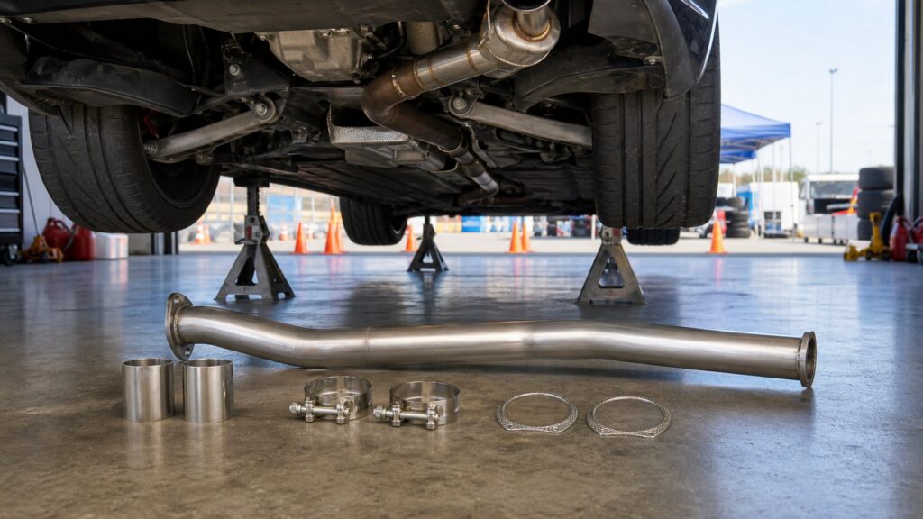 resonator delete kits shopping setup for track and autocross builds with practical vehicle-focused details