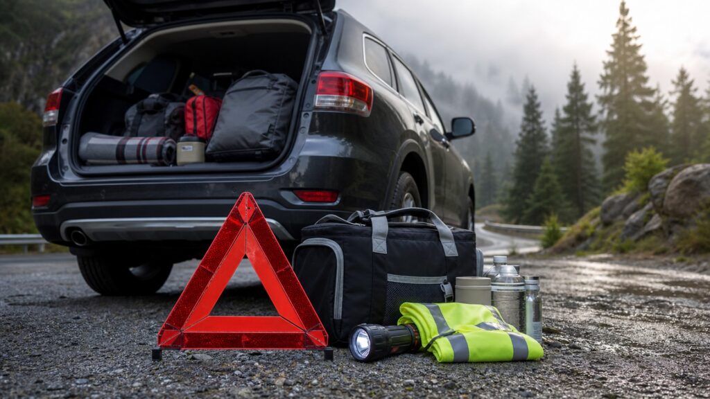 roadside warning triangles shopping setup for disaster and evacuation planning with practical vehicle-focused details