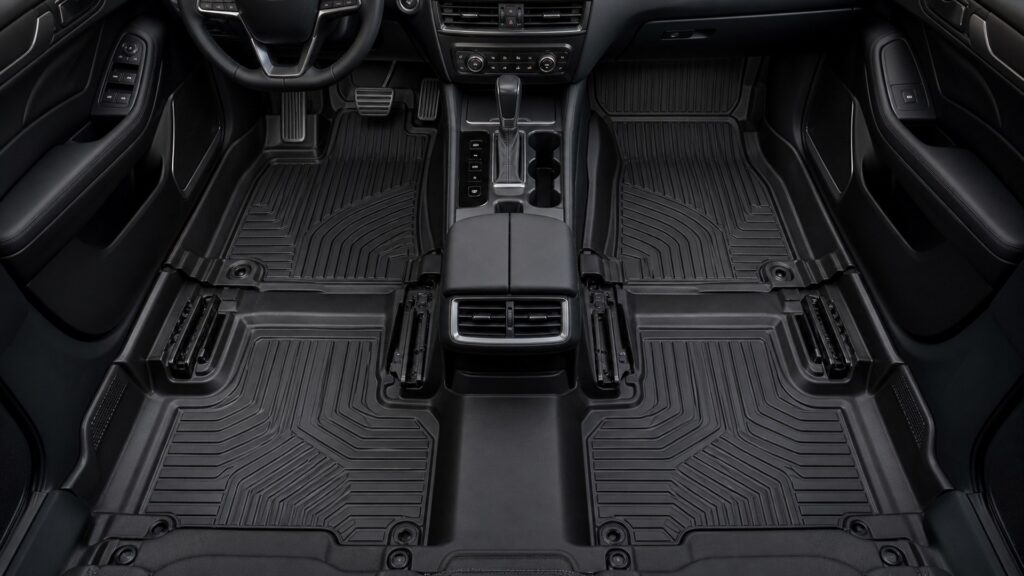 rubber floor liners shopping setup for seat, dash, and console layouts with practical vehicle-focused details