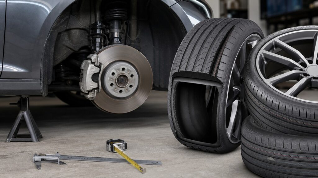 run-flat tires shopping setup for wheel size and clearance checks with practical vehicle-focused details