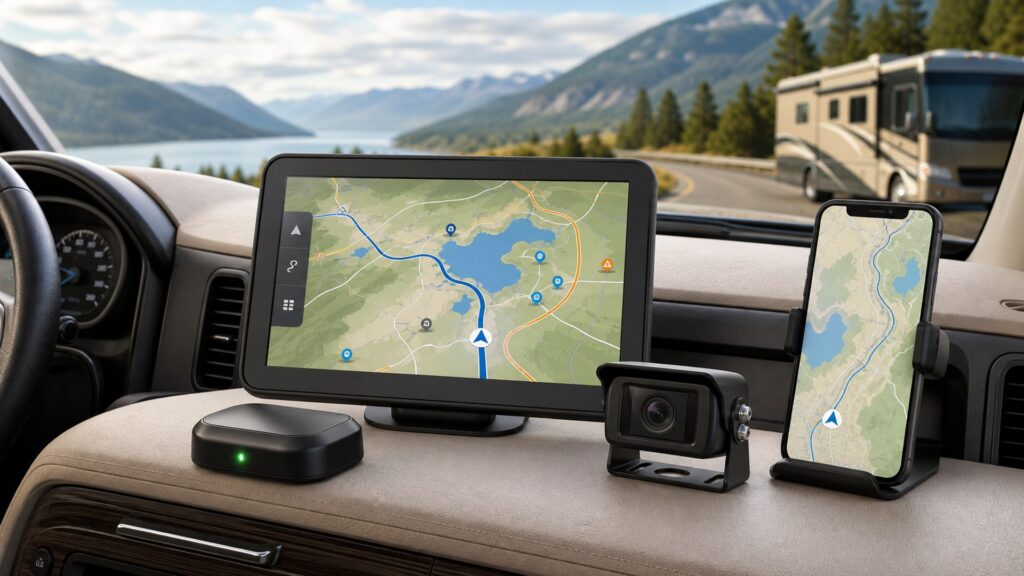 rv gps units shopping setup for screen, sensor, and app integration with practical vehicle-focused details