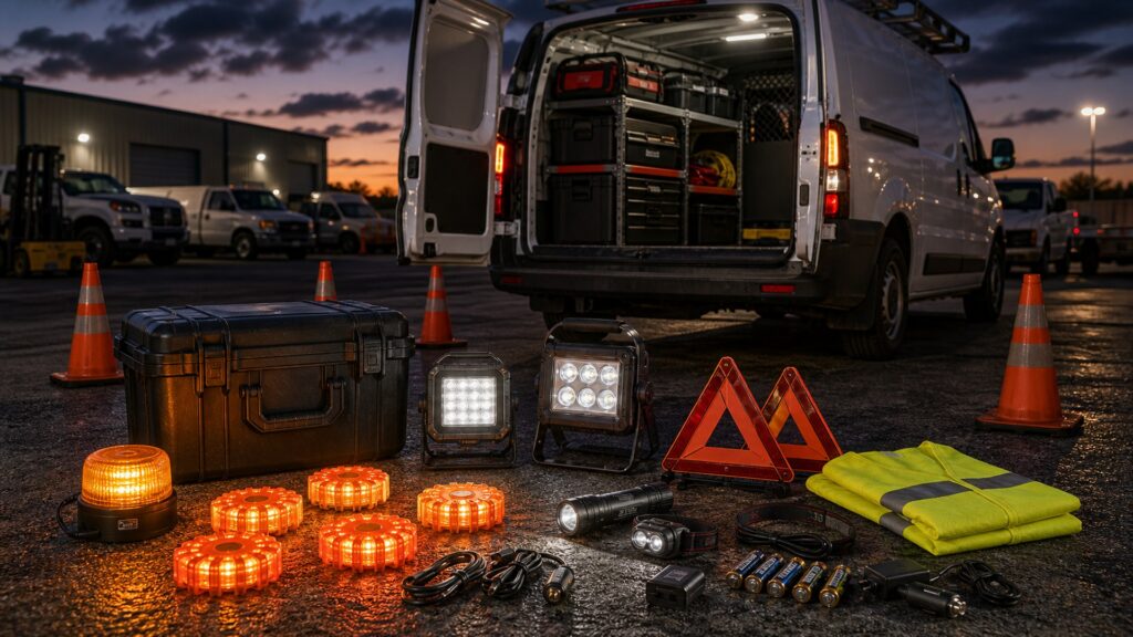 safety lighting shopping setup for commercial vehicle readiness with practical vehicle-focused details