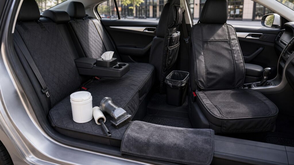 seat protection shopping setup for ride-share and commuter cars with practical vehicle-focused details