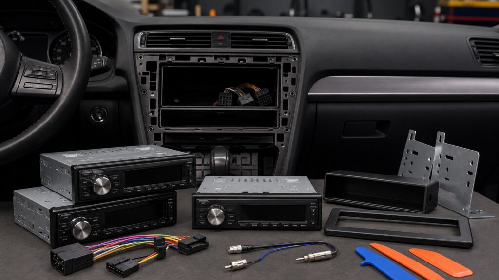 single din head units shopping setup for in-dash upgrade planning with practical vehicle-focused details