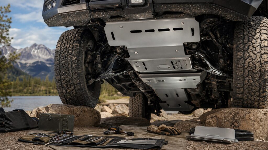 skid plates shopping setup for self-reliant travel prep with practical vehicle-focused details