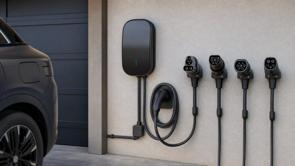 smart ev chargers shopping setup for adapter and connector compatibility with practical vehicle-focused details