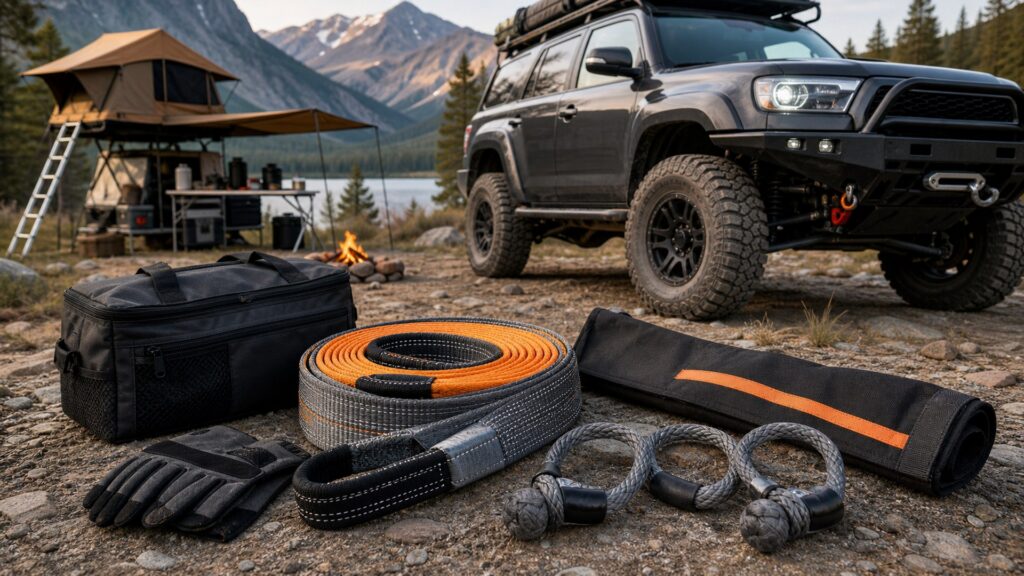 snatch straps shopping setup for overlanding trip setups with practical vehicle-focused details