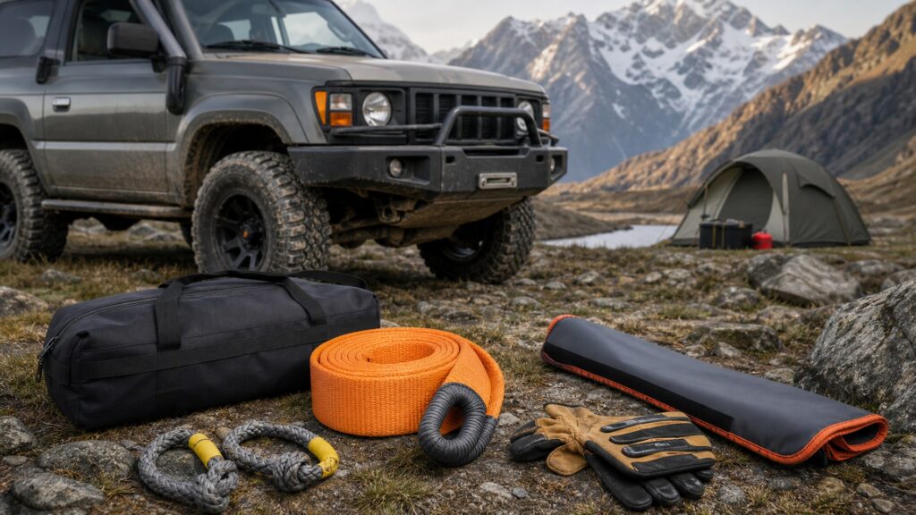 snatch straps shopping setup for remote camping gear lists with practical vehicle-focused details