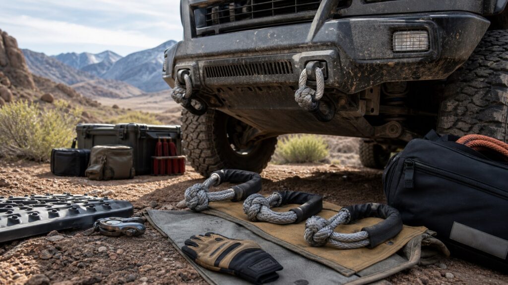 soft shackles shopping setup for self-reliant travel prep with practical vehicle-focused details