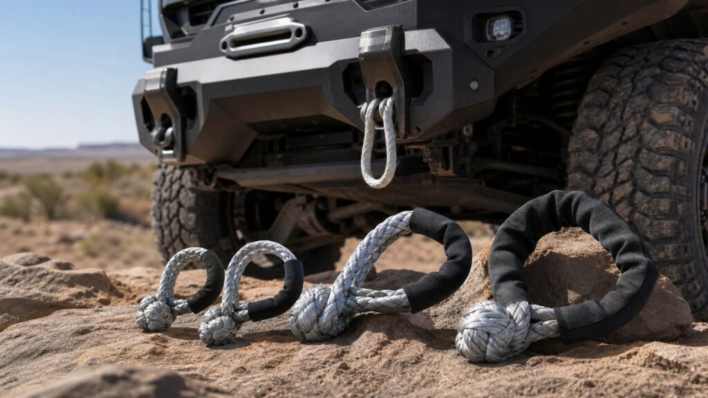 soft shackles shopping setup for vehicle weight and payload limits with practical vehicle-focused details