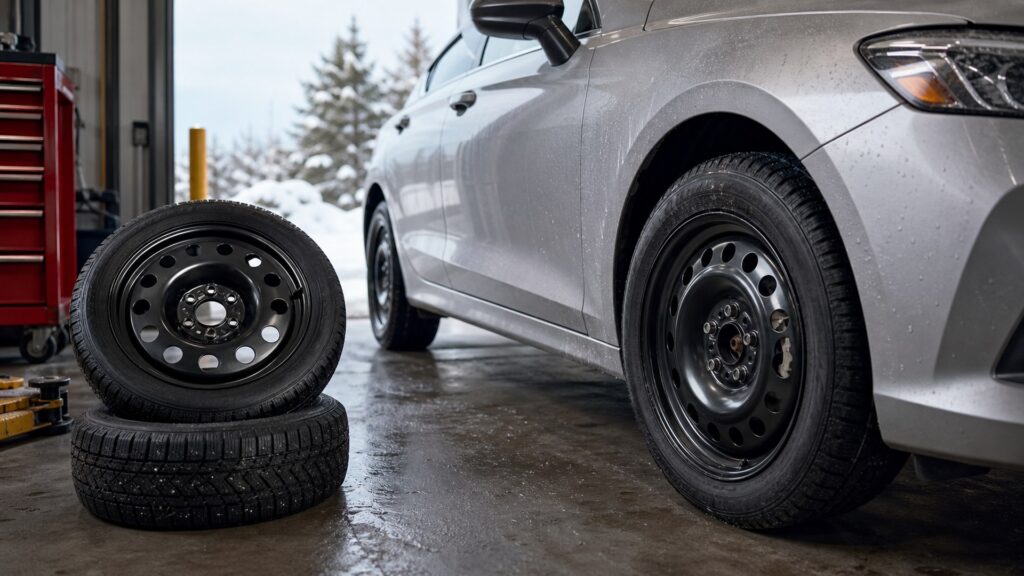 steel wheels shopping setup for seasonal driving conditions with practical vehicle-focused details