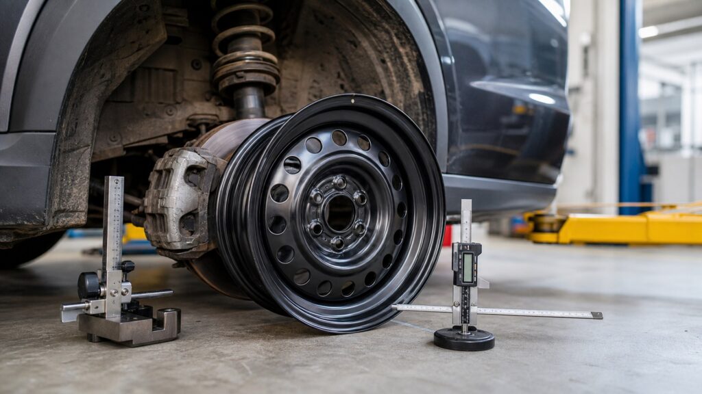 steel wheels shopping setup for wheel size and clearance checks with practical vehicle-focused details