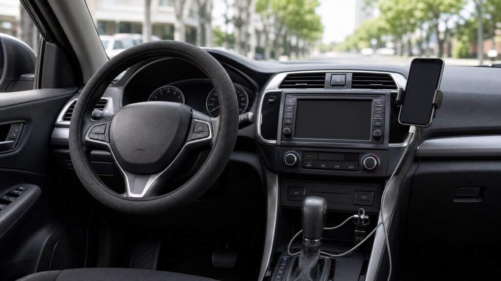 steering wheel covers shopping setup for ride-share and commuter cars with practical vehicle-focused details