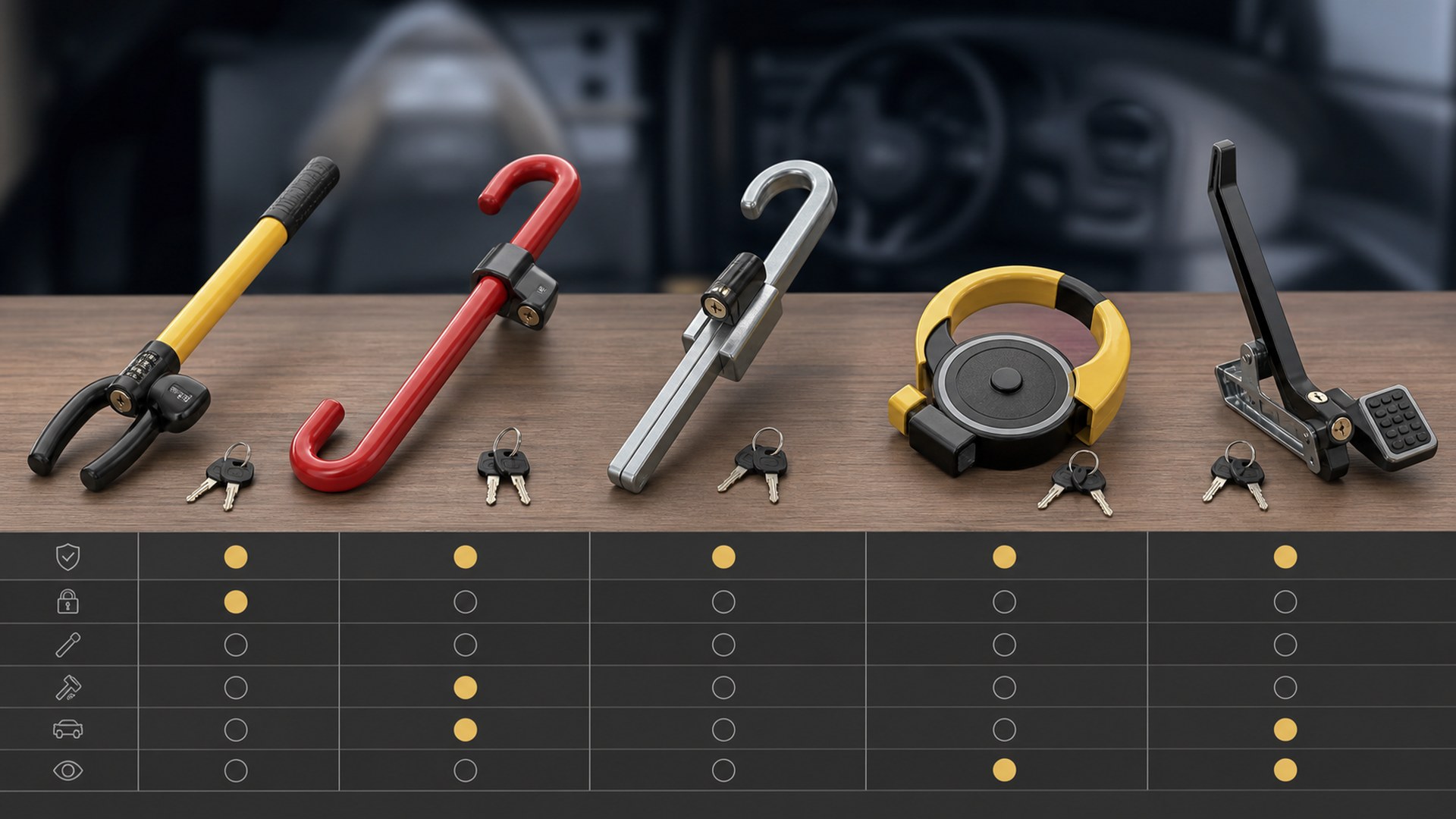 How to Choose Steering Wheel Locks for Vehicle Security Systems Feature Comparisons