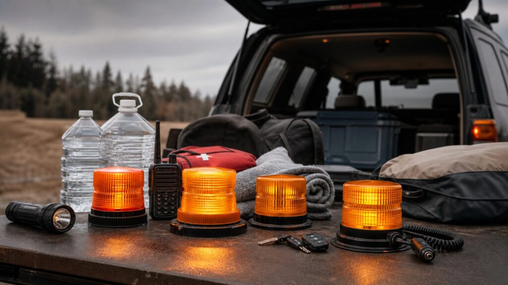 strobe warning lights shopping setup for disaster and evacuation planning with practical vehicle-focused details