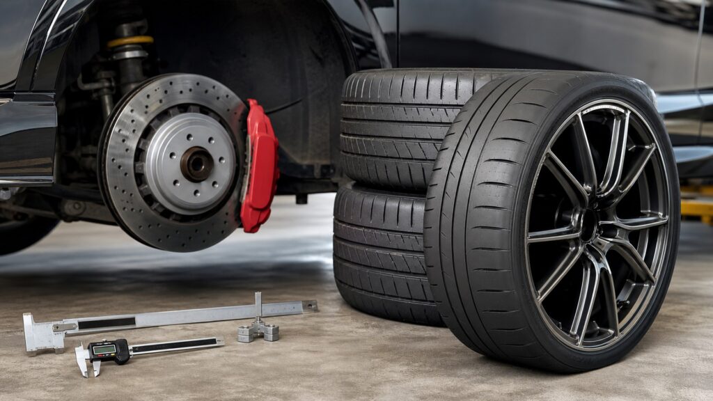 summer performance tires shopping setup for wheel size and clearance checks with practical vehicle-focused details