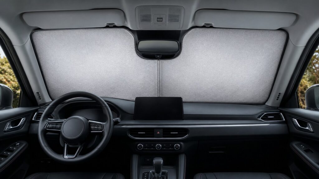 sun shades shopping setup for seat, dash, and console layouts with practical vehicle-focused details