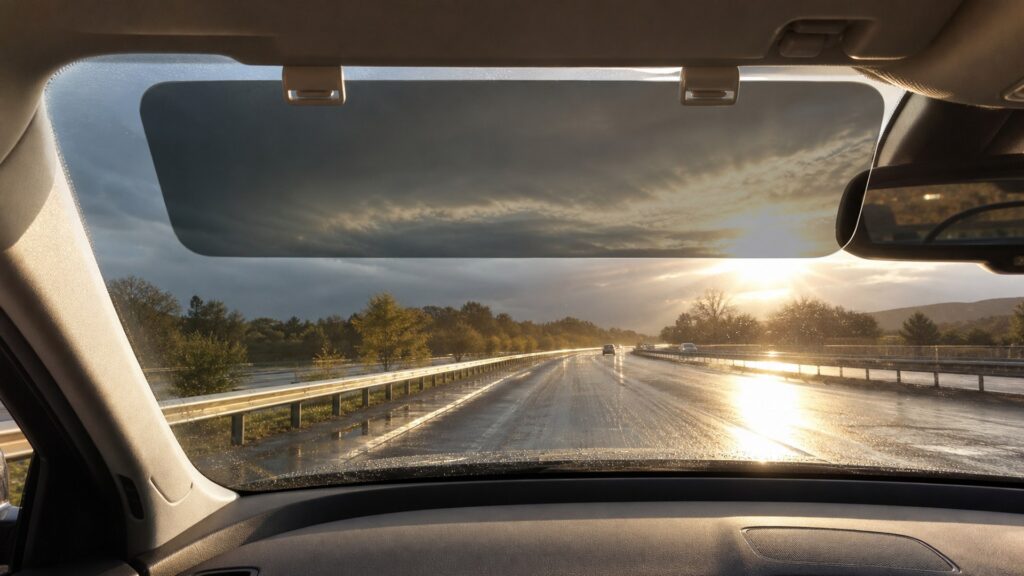 sun visor extensions shopping setup for weather and road protection with practical vehicle-focused details