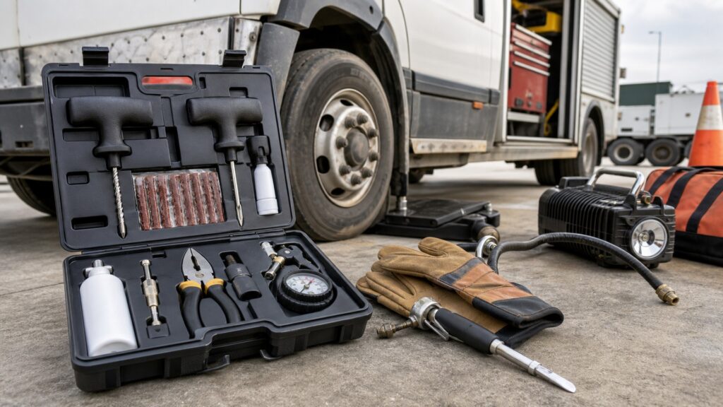 tire plug kits shopping setup for commercial vehicle readiness with practical vehicle-focused details