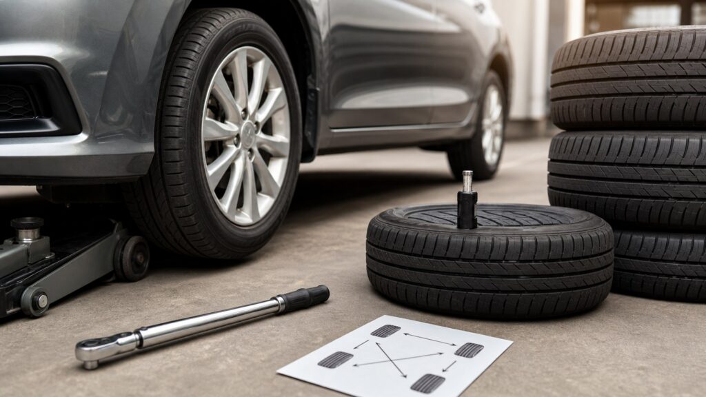 touring tires shopping setup for passenger vehicle tires maintenance planning with practical vehicle-focused details