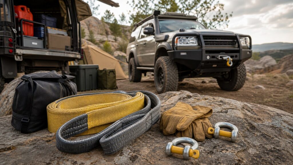 tow straps shopping setup for remote camping gear lists with practical vehicle-focused details