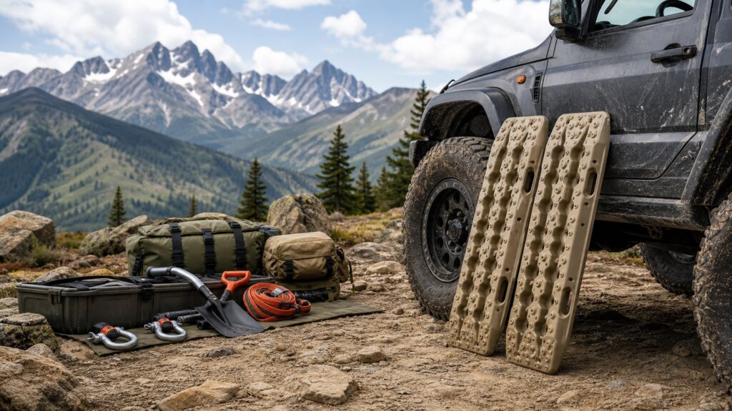 traction boards shopping setup for remote camping gear lists with practical vehicle-focused details
