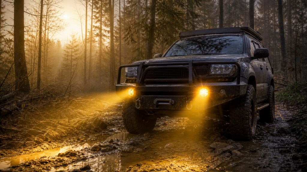 universal fog lights shopping setup for off-road lighting setups with practical vehicle-focused details