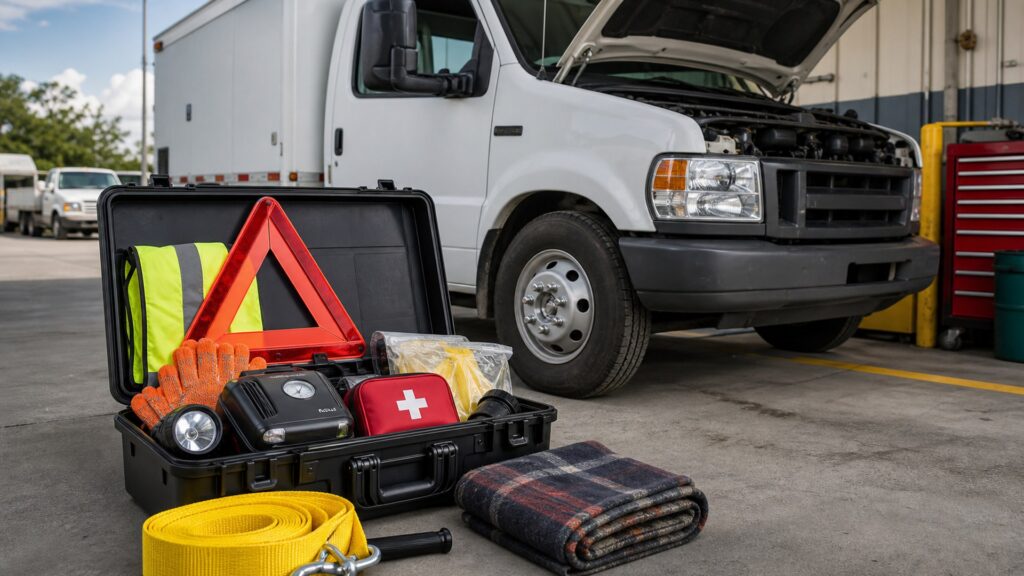 vehicle emergency kits shopping setup for commercial vehicle readiness with practical vehicle-focused details