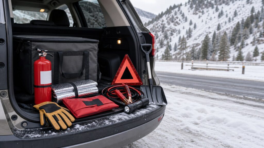 vehicle fire safety shopping setup for winter travel kits with practical vehicle-focused details