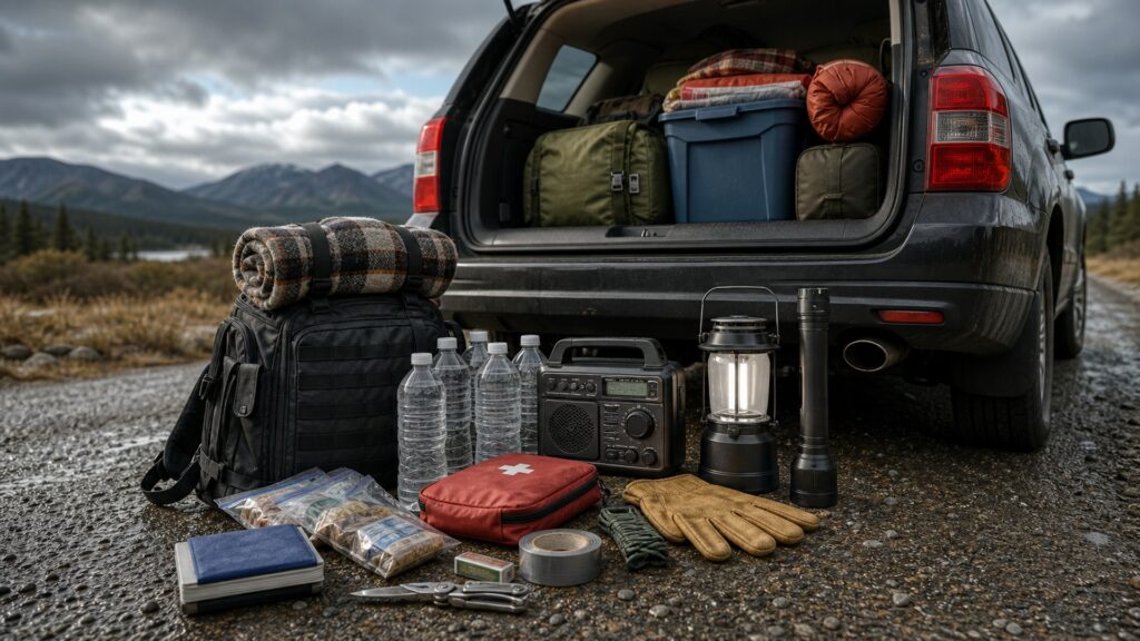 vehicle survival kits shopping setup for disaster and evacuation planning with practical vehicle-focused details