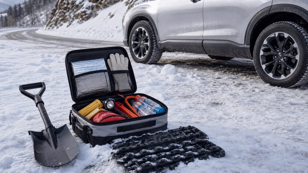 vehicle survival kits shopping setup for winter travel kits with practical vehicle-focused details