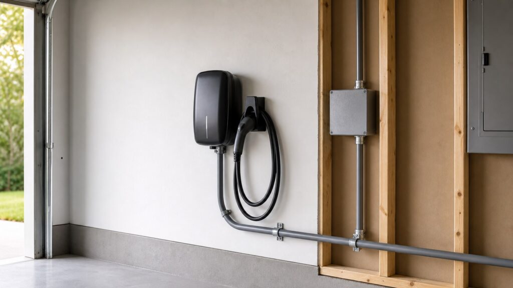 wall mounted ev chargers shopping setup for garage electrical planning with practical vehicle-focused details