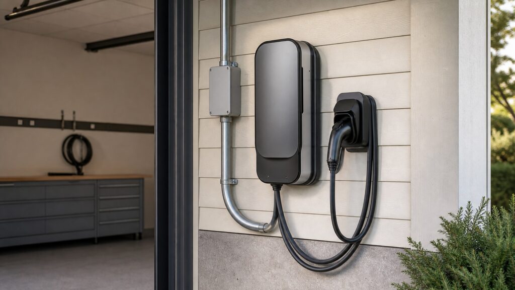weatherproof ev chargers shopping setup for garage electrical planning with practical vehicle-focused details