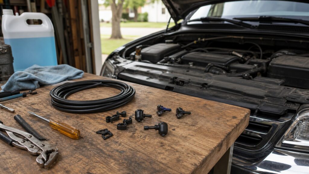 windshield washer nozzles shopping setup for home garage repair projects with practical vehicle-focused details