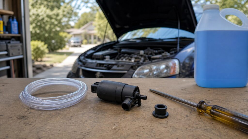 windshield washer pumps shopping setup for home garage repair projects with practical vehicle-focused details