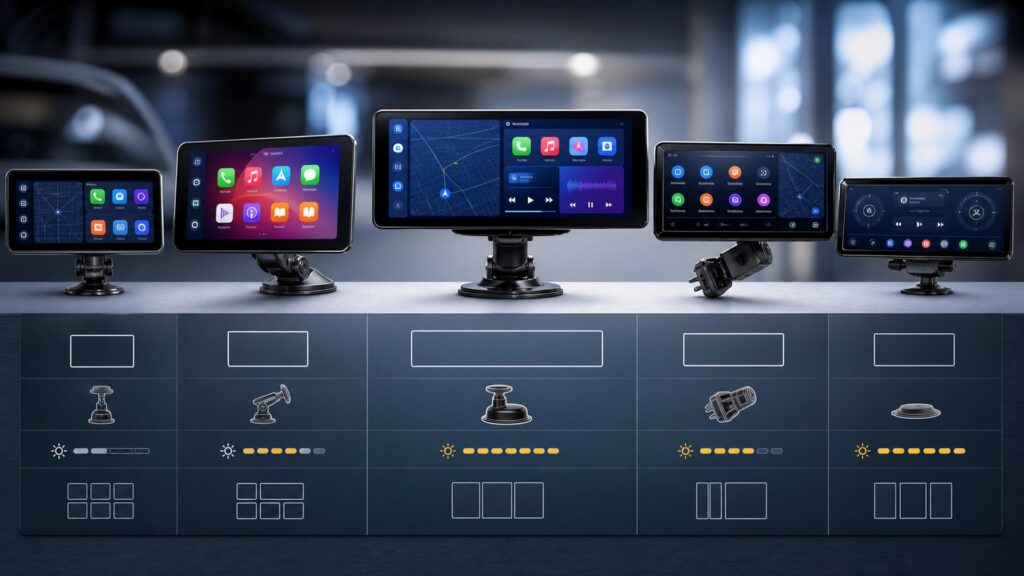 wireless carplay displays shopping setup for driving displays feature comparisons with practical vehicle-focused details