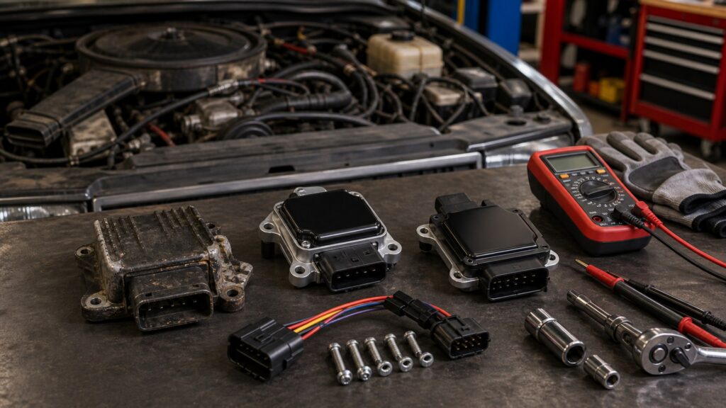 ignition modules shopping setup for high-mileage vehicle repairs with practical vehicle-focused details