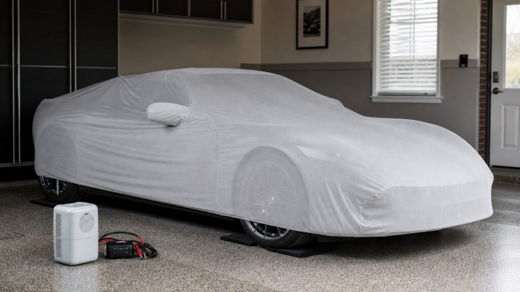 indoor car covers shopping setup for seasonal vehicle storage with practical vehicle-focused details
