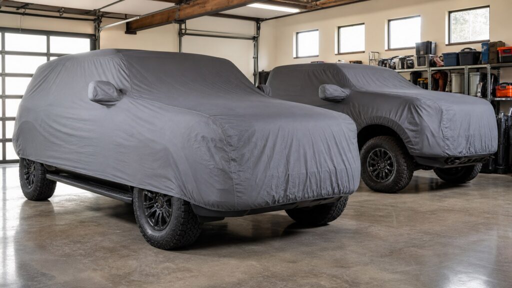 indoor car covers shopping setup for truck and suv utility builds with practical vehicle-focused details